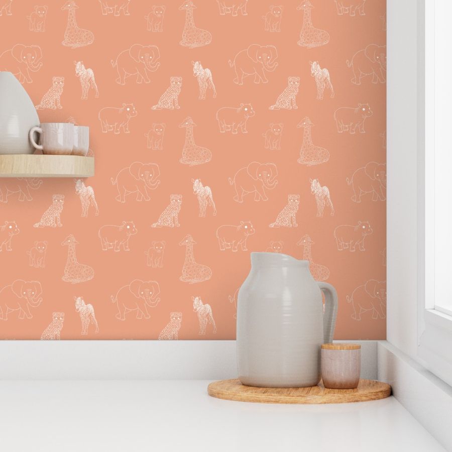 Sunset - Coral Animals - Fabric and Wallpaper - LARGE 