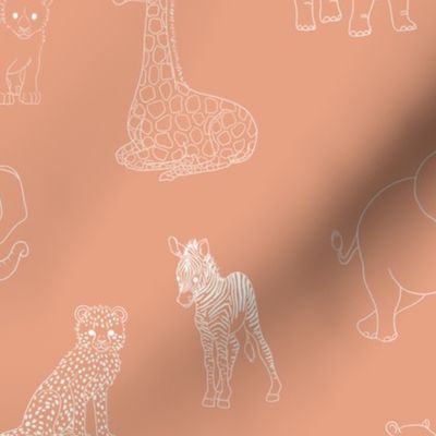 Sunset - Coral Animals - Fabric and Wallpaper - LARGE 