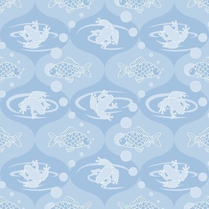Frogs And Fishes In Ogees - Baby Blue  - Medium scale