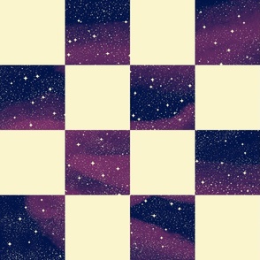 (L) cosmic checkers checkerboard mysterious sky stars yellow