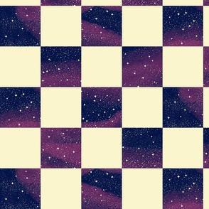 (M) cosmic checkers checkerboard mysterious sky stars yellow