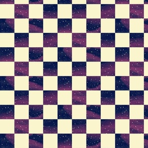 (S) cosmic checkers checkerboard mysterious sky stars yellow