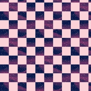 (S) cosmic checkers checkerboard mysterious sky stars  blush pink