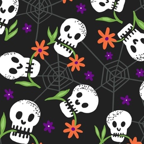 Munching Halloween skulls wallpaper scale