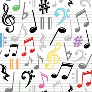 Colorful Music Notes Pattern - Large Scale