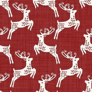 Nordic Christmas Deer- Vintage Scarlet-Large Scale