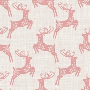 Nordic Christmas Deer- Pastel Pink-Large Scale