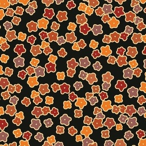Ditsy Prairie Flower-Ebony wood Black-Woodland Palette-Repeat:Fabric-16"-Wallpaper-12"