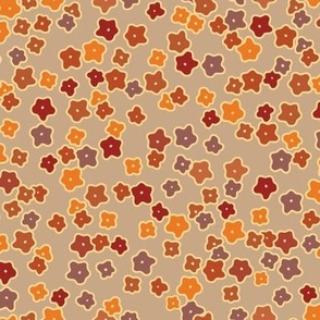 Ditsy Prairie Flower-Cinnamon Frost Beige-Woodland Palette-Repeat:Fabric-16"-Wallpaper-12"