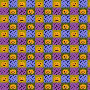 Eerie Pumpkins and Bats: Checkered Halloween (small)