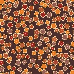 Ditsy Prairie Flower-Polished Mahogany Brown-Woodland Palette-Repeat:Fabric-16"-Wallpaper-12"