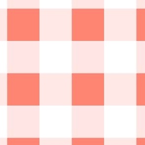 Classic Gingham Plaid Checks in Coral Pale Pink White L