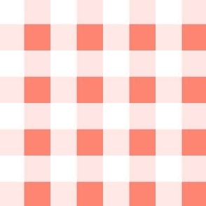 Classic Gingham Plaid Checks in Coral Pale Pink White M 