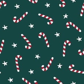 ( medium) Red and white candy cane, green