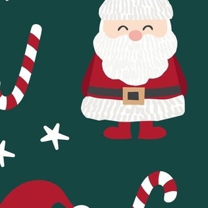 ( large ) Santa, candy cane, green & red