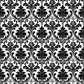 Classic Black and White Floral Damask Pattern