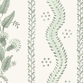 Extra Large soft-green-on-cream Emma Stripe