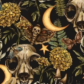 Cottagecore Halloween Floral with Skull