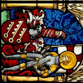 Stained Glass Saint George with arms of Speth