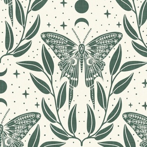 luna moth - green on white - large scale for wallpaper