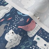 Arctic Animal Icebergs - salmon and navy Medium Small  scale  by Cecca Designs