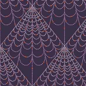 L / Magical Spider Web Art Deco Purple Diamond Geometric