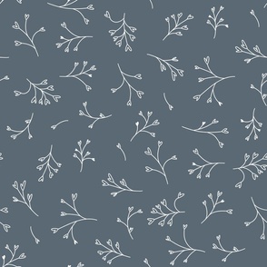 Bleeding Heart Floral On Steel Blue