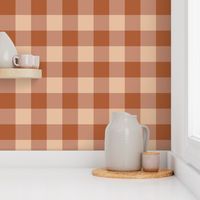 Tan Brown & Beige Peach Gingham - Large Scale