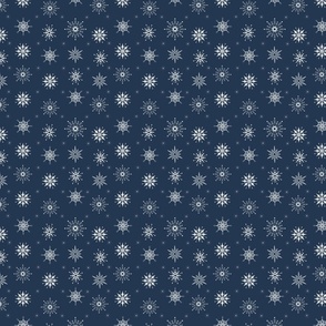 Cute Christmas Nordic Snowflakes- Midnight Navy Blue - Small Scale