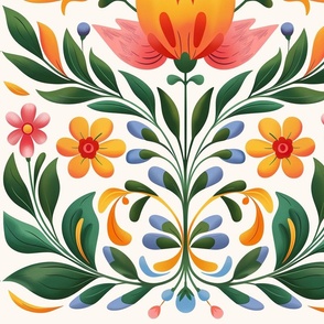 Colorful Folk Art Flower Pattern - Vibrant Floral Design