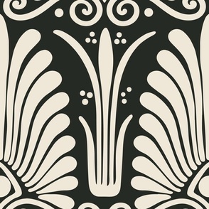 Black and Ivory Art Deco Vintage Greek Revival Geometric Design