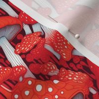 art deco polka dot red and white  mushroom botanical