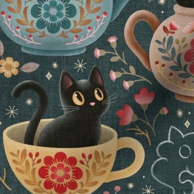 Teatime with Felines in Folk Flora