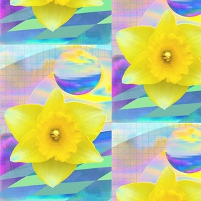 Vaporwave Daffodil And Disco Ball Digital Art