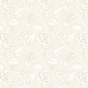 Regency Rose Vine in Cream - Elegant Floral Regency Decor