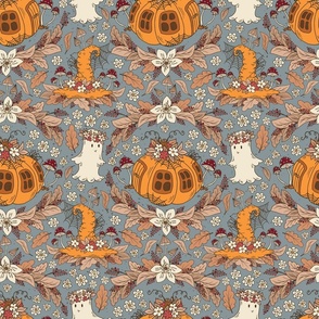 Cottagecore Halloween - Romantic Halloween - Autumn Aesthetic - Smokey Blue bg