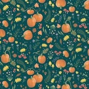 Small Woodland Pumpkins, Teal