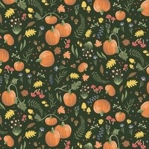 Small Woodland Pumpkins, Forest Green