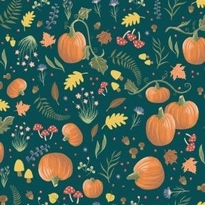 Medium Woodland Pumpkins, Teal