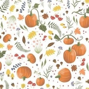 Medium Woodland Pumpkins, White