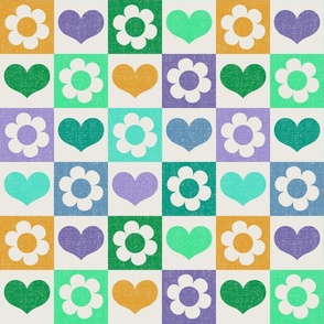 Checkered Retro flowers