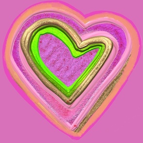 Hand Drawn Colorful Heart Pink Background - JUMBO SCALE 