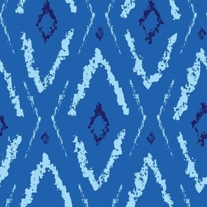 Ikat, Modern, Traditional, Diamond, Geometric,  Bold, Blue