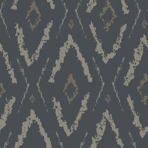 Ikat, Modern, Traditional, Diamond, Geometric, Charcoal, Grey