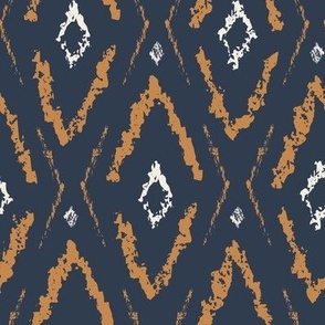 Ikat, Modern, Traditional, Diamond, Geometric, Navy, Blue