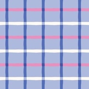 Grid Light Blue Pink White Wonky Stripes Minimal Geometric Blender Plaid