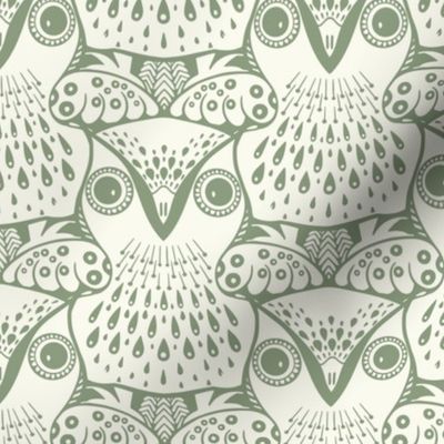 (M) Dreamy cute playful owl decor for nursery or kids room - sage creme