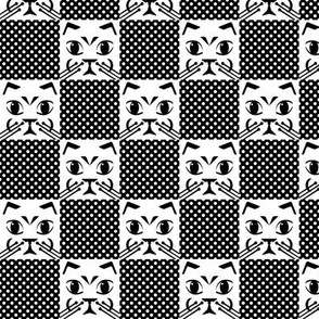 Cat checkerboard in black and white. Small scale