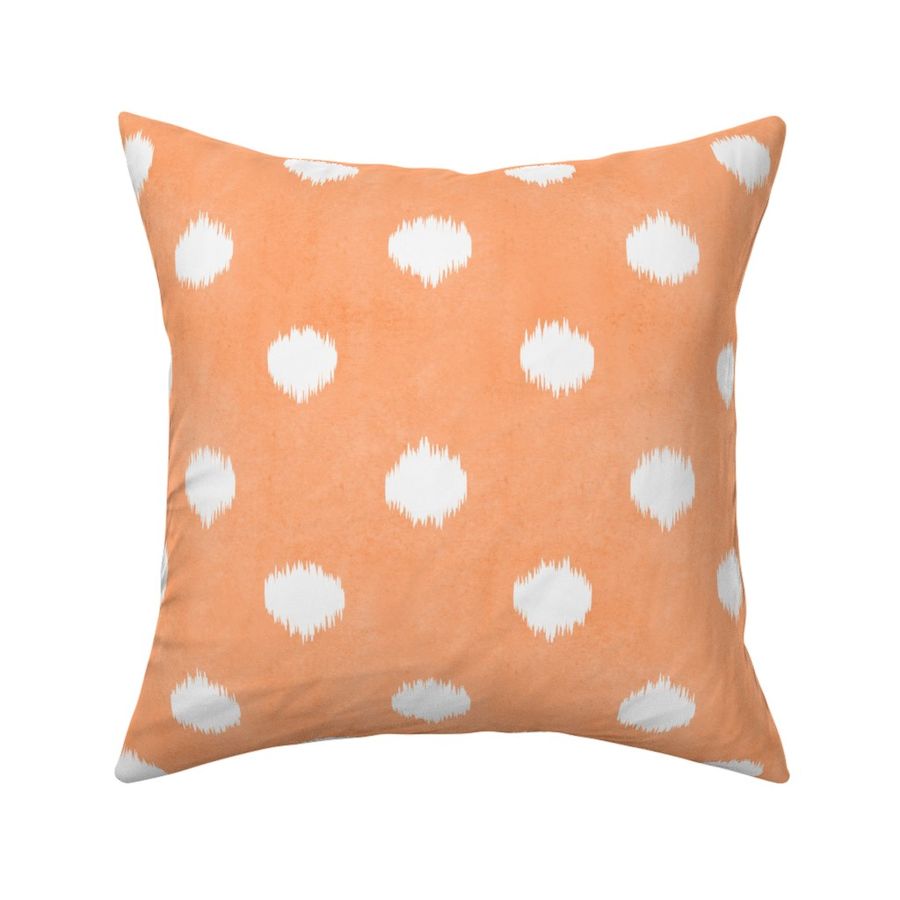 Boho-Inspired Hand-Drawn Textured Ikat Polka Dot in Peach Fuzz and Off-White (Large)