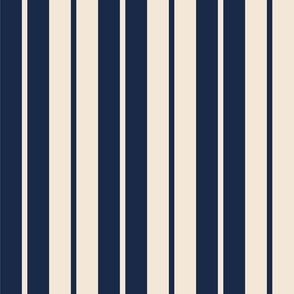 Two Color Bold Ticking Stripes // Navy and Cream